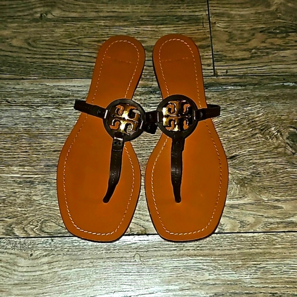 Tory Burch Mini Miller logo thong Sandals leather golden
